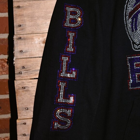 Buffalo Bills  rhinestone hoodie Bills on sleeve S M L XL 2X 3X 4X 5X - Picture 4 of 6
